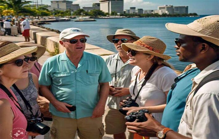 Tourists-on-a-tour-of-the-Kingston-waterfront-Jamaica